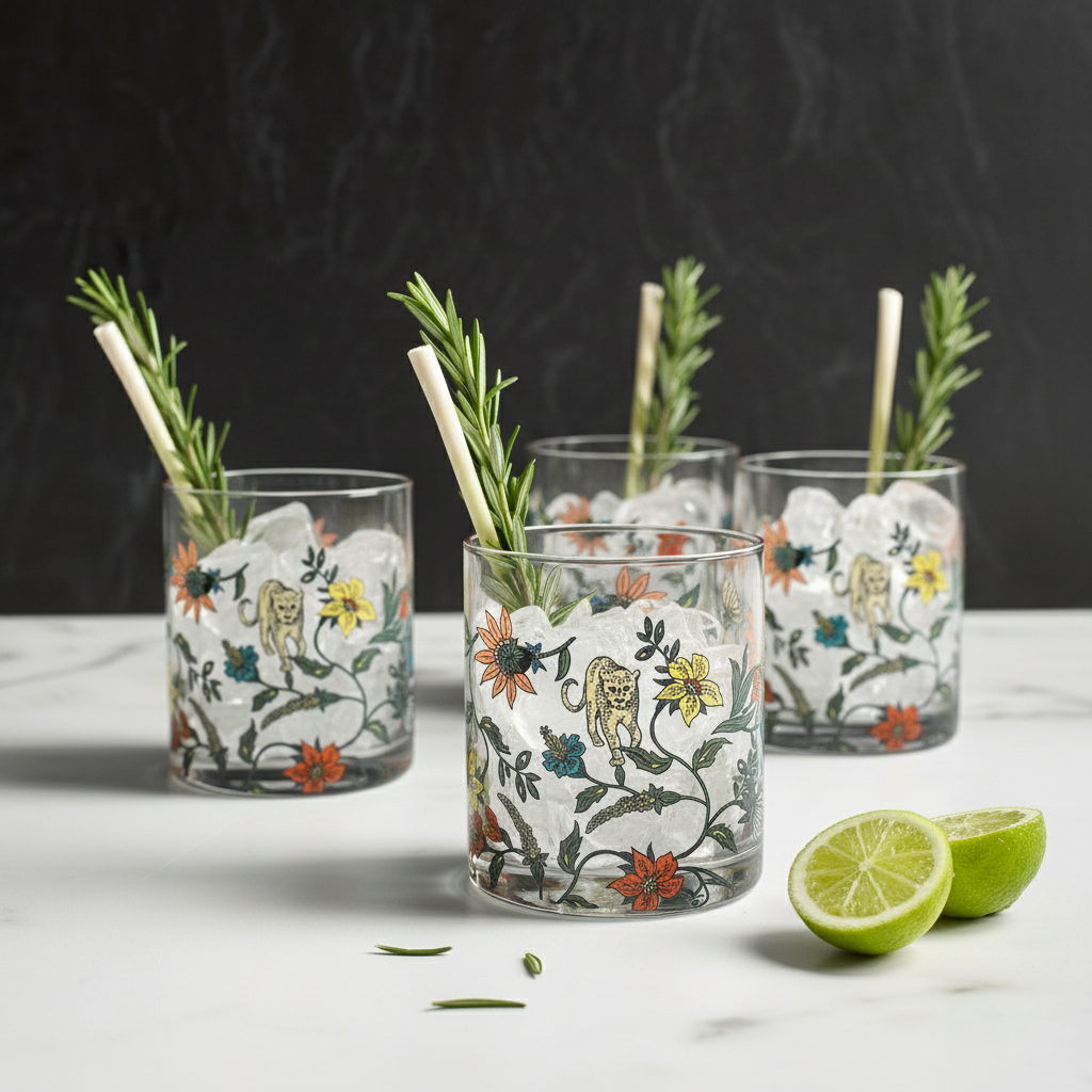 Botswana Botanical glassware set of 4