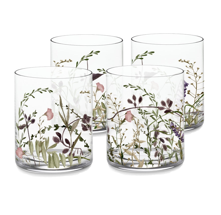 NEW Wildflower Old Fashioned Glass Set of 4  - PRE-ORDER FOR APPROX JUNE