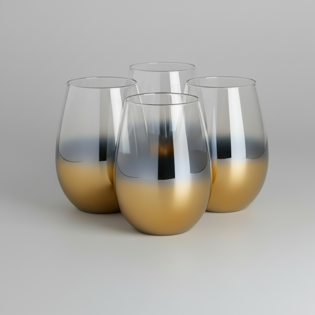 Cariso Gold stemless glasses set of 4 gift boxed