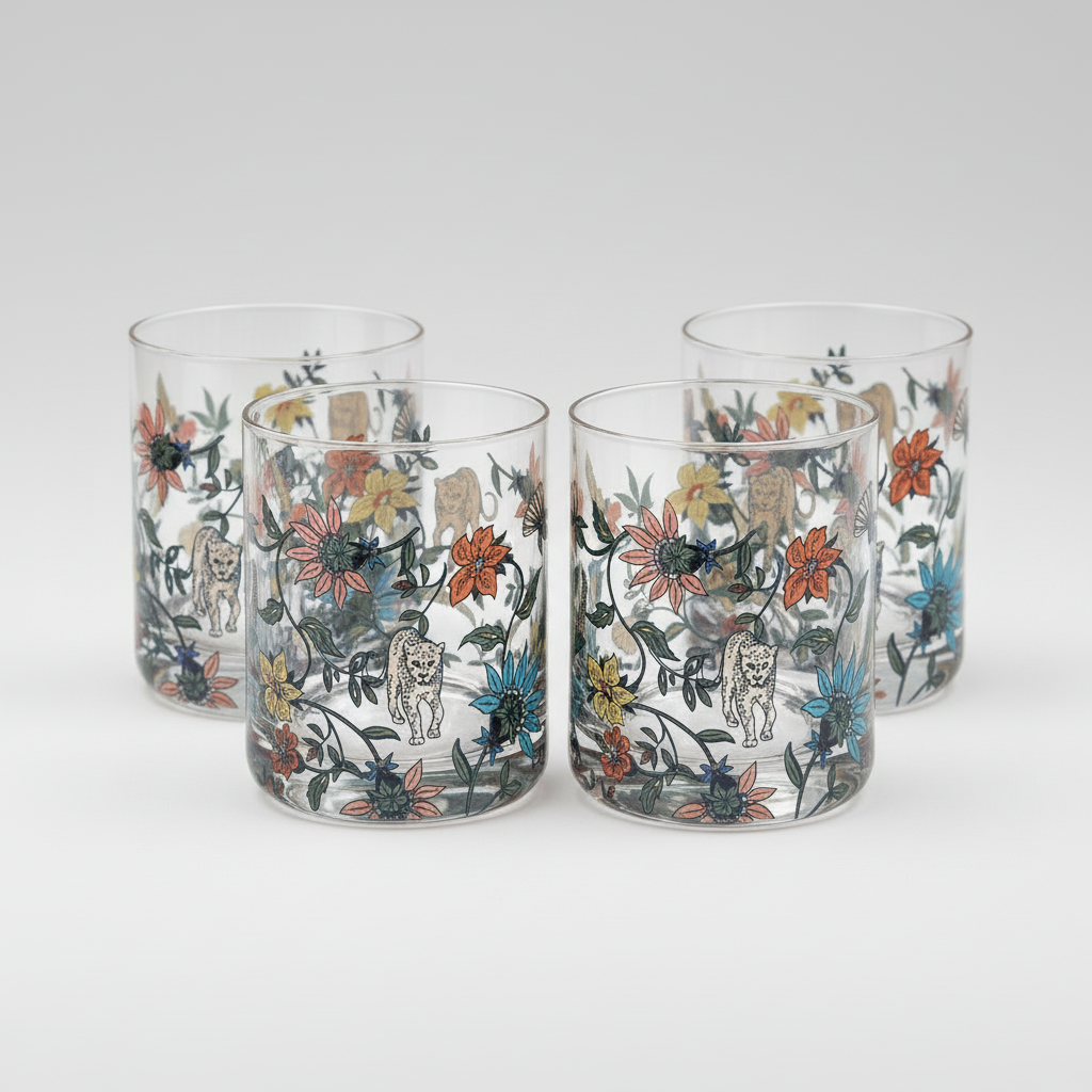 Botswana Botanical glassware set of 4