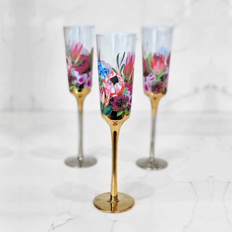 NEW Botanic Blooms Champagne Flutes set of 4