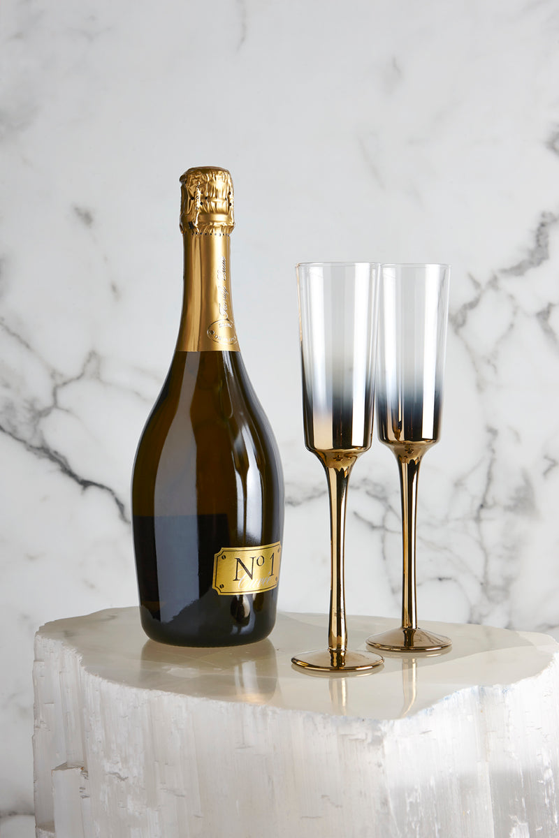 Cariso Gold Champagne Flutes set of 4 gift boxed